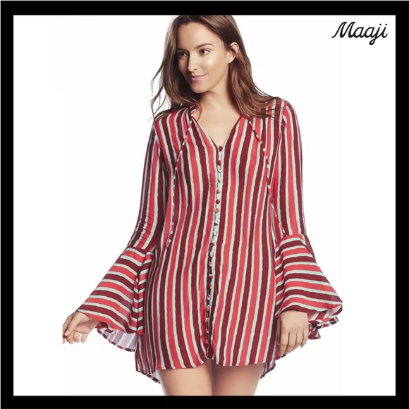 Maaji Tops - NEW MAAJI STRIPED COVER-UP BUTTON DOWN TUNIC